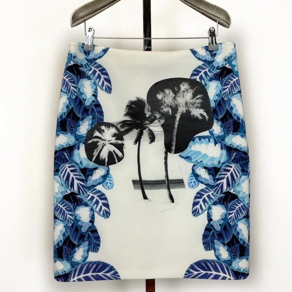 Opening Ceremony Pelagic Women Scuba Leaf Print Pencil Skirt Size X Small